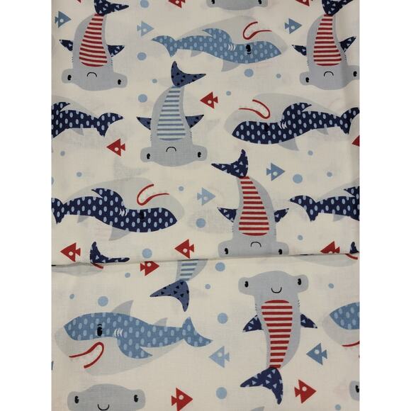 Cartoon Shark Great White Hammerhead Cotton Fabric 1 Yard 32 Inches New - Picture 1 of 7